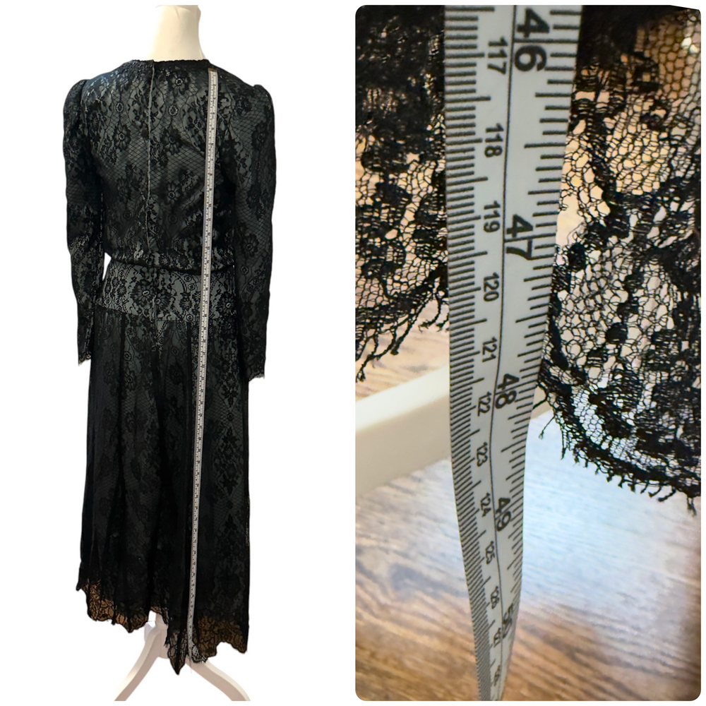 Vintage JESSICA MCCLINTOCK Lace Gown Maxi Dress Puff Sleeve Gothic Formal Sz 2 - Picture 7 of 16